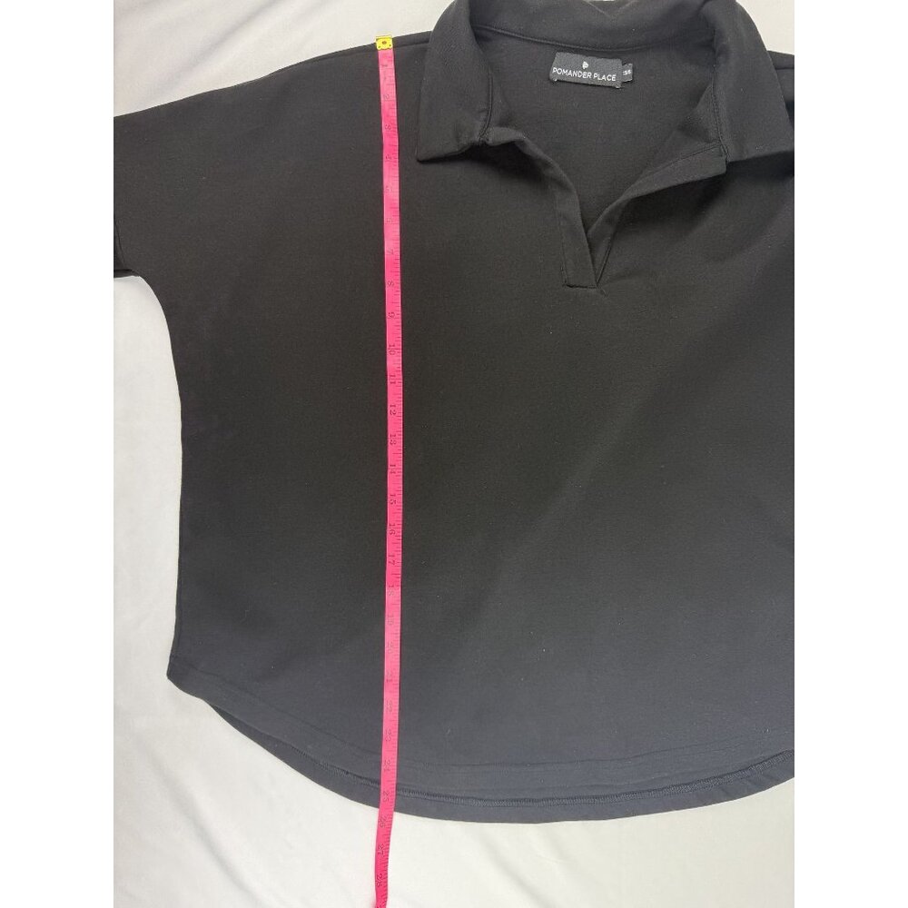 Tuckernuck Pomander Place Womens Easy Polo Swing Sweatshirt XS/S Black V Neck - Picture 8 of 8